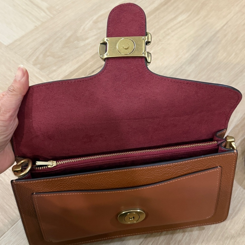 Coach Brown Crossbody Bag with Gold Accent - NO SHOULDER STRAP - Picture 2 of 7
